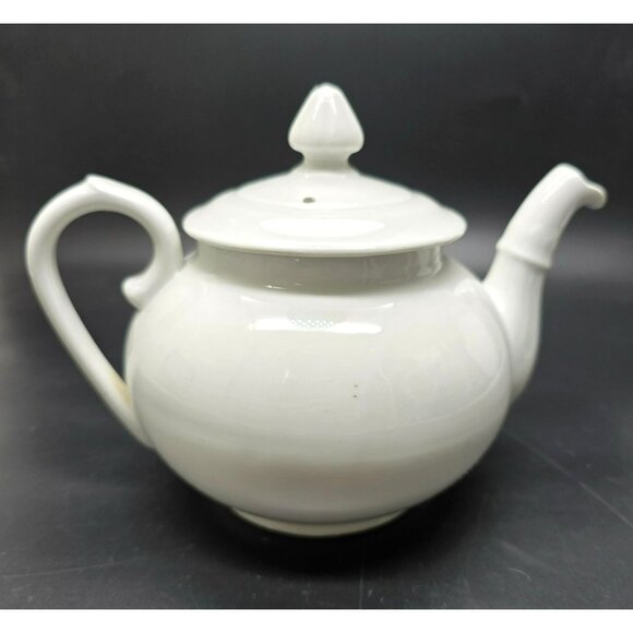 White Ceramic Teapot With Lid & Curved Handle Pillivuyt France DH1352 - Picture 5 of 9
